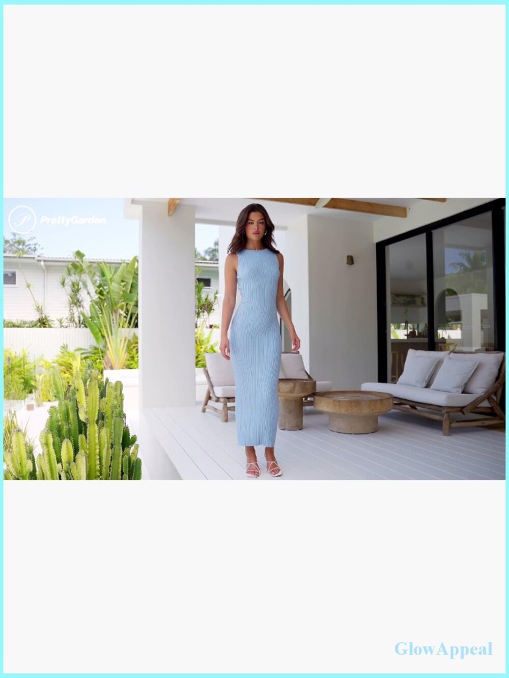 Sleeveless Maxi Bodycon Dress Ribbed Knit Summer Casual Slim Fit - Picture 7 of 7